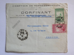 DK 9 ALGERIE BELLE  LETTRE PRIVEE   1937 ALGER A TROYES FRANCE  +EXPO N°127 128 +AFF. INTERESSANT+ + - Brieven En Documenten