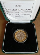 United Kingdom UK 2001 Silver 2 Pounds PROOF Marconi Wireless In Box - 5 Pond