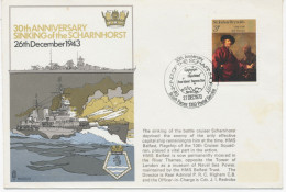 GB SPECIAL EVENT POSTMARKS 1973 30th Anniversary SINKING OF THE SCHARNHORST 27 DEC 1973 British Forces 1359 Postal Servi - Storia Postale