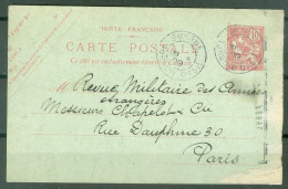 Levant CP Entier Mouchon Smyrne Turquie D'Asie Pour Paris Aout 1909 - Cartas & Documentos