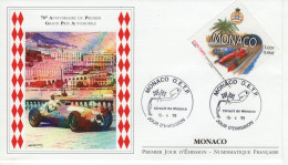 Monaco  Envelope FDC - 70e Anniversaire Du Prémier Grand Prix De Monaco - Maserati 4CLT -  Prémier Jour FDC - Automobile