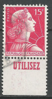 TYPE MARIANNE DE MULLER  N° 1011 PUB POSTE OBL / Used - Usados