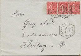 LETTRE ALSACE - SONDERNACH  -HT RHIN - OBLITERATION OCTOGONALE -1932-AFFRANCHISSEMENT N° 199 X3 - Sellado Mecánica (Otros)