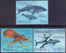 Malaysia 2004 S#992-994 Marine Life MNH Fauna Whale Dolphin Octopus Fish - Malaysia (1964-...)