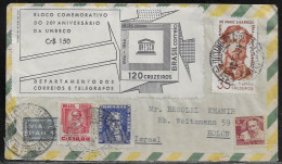 Brazil. Souvenir Sheet Sc. 1027a And Stamps Sc. RA11, C111, 801 On Airmail Letter, Sent From Joinville On 2.12.1966 - Brieven En Documenten