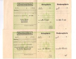 4 Stk Komplette  Erlagscheine Um 1930 PSA Feldkirch Bregenz Braun Weinhandlung Bregenz Vorarlberg - Autriche