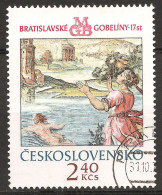 Tchécoslovaquie 1974 N° 2060 Iso O Tapisserie, Bratislava, Amour Tragique, Héro, Léandre, Nudité, Nage, Château - Gebruikt