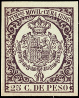ESPAGNE / ESPANA - COLONIAS (Cuba) 1896 "TIMBRE MOVIL" Fulcher 1348 25c Morado Oscuro - Nuevo* - Kuba (1874-1898)