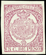 ESPAGNE / ESPANA - COLONIAS (Cuba) 1897 "TIMBRE MOVIL" Fulcher 1349 5c Granate Claro - Nuevo* - Cuba (1874-1898)