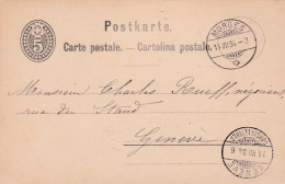 Suisse -1884--Entier Carte Postale De  MORGES  Pour  GENEVE ...cachet - Entiers Postaux