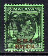 Malaya 1945 - 48 KGV1 50ct Emerald BMA OVPT Used SG 14 Die 1 ( K821 ) - Malaya (British Military Administration)