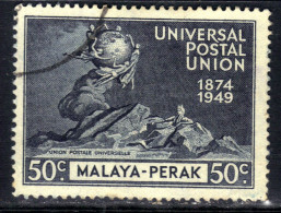 Perak Malaya 1949 KGV1 50ct UPU Postal Union Used SG 127 ( F1365 ) - Perak