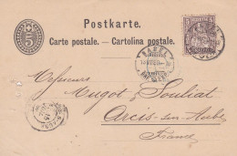 Suisse -1880 --Entier Carte Postale De BASEL (Bâle)  Pour ARCIS SUR AUBE- 10 (France) ...cachet - Entiers Postaux