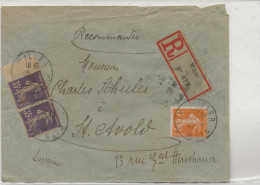 LETTRE RECOMMANDEE ALSACE  AFFRANCHIE N° 142 X2 + N° 155 --  OBLITEREE CAD WILLER HT-RHIN -ANNEE 1922 - Sellado Mecánica (Otros)