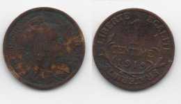 + FRANCE   + 1 CENTIME 1919 + - 1792-1975 Convenzione Nazionale