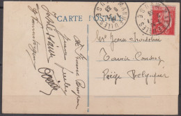 PAIX 90c Rouge Carminé  Y.et.T. 285 Sur CPA De METZ  " La Cathédrale "  1933 Pour Liège  Cachet  MANHEULLES  Meuse - 1932-39 Vrede