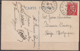 PAIX 90c Rouge Carminé  Y.et.T. 285 Sur CPA De METZ  " La Cathédrale "  1933 Pour Liège  Cachet  MANHEULLES  Meuse - 1932-39 Paix