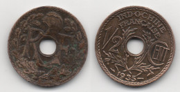 + FRANCE + INDOCHINE    + 1/2 Centime  1935 + - Indochina Francesa