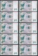 Kongo - Congo 10 Stück á 20 Centimes 1997 Pick 83 UNC (1) Antilope  (89237 - Other - Africa