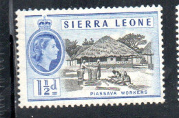 SIERRA LEONE 1956 QUEE ELIZABETH II PASSAVA WORKERS 1 1/2c MNH - Sierra Leone (...-1960)