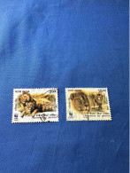 India 1999 Michel 1706-07 Ind. Löwe - Used Stamps