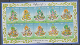 BHUTAN, 2021, MNH, BUDDHISM, TARA SILK BUDDHA, TWO SILK-PRINTED SHEETLETS - Buddhism