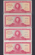 Cuba 3 Pesos 1983/1984/1985/1986/1988/1989 SC / UNC (Serie Completa) - Kuba