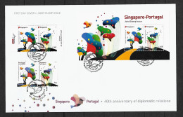 2021 Joint Singapore And Portugal, MIXED FDC WITH SOUVENIR SHEET AND 2+2 STAMPS: Artistic Impressions - Emissions Communes