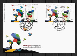 2021 Joint Portugal And Singapore, MIXED FDC WITH 2+2 STAMPS: Artistic Impressions - Emissions Communes