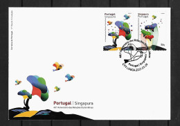 2021 Joint Portugal And Singapore, OFFICIAL FDC PORTUGAL WITH 2 STAMPS: Artistic Impressions - Emissions Communes