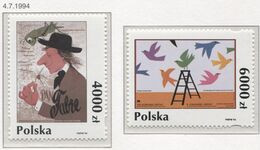 Poland 1994 Mi 3496-97, Polish Poster, Art, Modern, Birds, Animals, Works Of Art, Colors MNH** - Unused Stamps