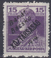 Hongrie Banat Bacska 1919 Mi 37 MH * Roi Charles IV   (A8) - Banat-Bacska