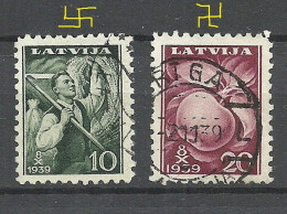 LETTLAND Latvia 1939 Michel 279 - 280 O Incl. Normal Watermark - Lettonie