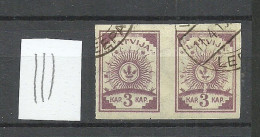 Lettland Latvia 1919 Michel 15 Y (Vertically Ribbed Paper/senkrecht Geripptes Papier) As Pair, O - Latvia