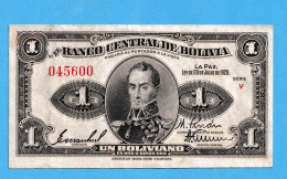 1928 - BOLIVIA  BANKNOTE UN BOLIVIANO VF CONDITION RARE BILLETE - Other - America