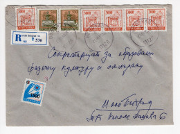 1993. YUGOSLAVIA,SERBIA,BELGRADE LOCAL MAIL,RECORDED,COVER,INFLATION,INFLATIONARY MAIL,1500 DIN ADDITIONAL STAMP - Storia Postale