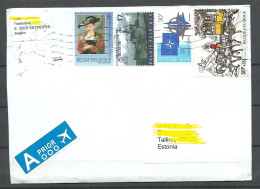 Belgique BELGIUM Belgien 2024 Air Mail Cover To Estonia With Interesting Stamps - Brieven En Documenten