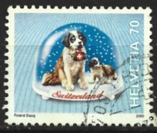 Switzerland 2000. Scott #1072 (U) Souvenir In Snow Dome, St. Bernard Dog - Usati