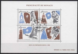 Monaco 1988 Olympia Seoul Sommerspiele Block 40 Gestempelt (C91354) - Blocs