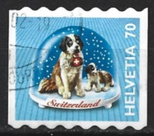 Switzerland 2001. Scott #1101 (U) Souvenir In Snow Dome, St. Bernard Dog - Usati