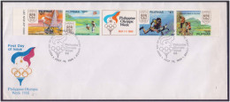 Scuba Diving, Scuba Diver With Turtle, Olympic Games, Sport, Mountain Climbing, IMPERF STAMP STRIP Of 5 Philippines FDC - Plongée