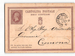 16296  CARTOLINA POSTALE 10 CENT. BERGAMO BASA X CREMONA - 1875 - Postwaardestukken