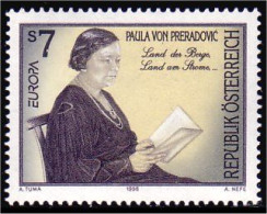 154 Austria 1996 Ecrivain Paula Von Preradivic Europa Writer MNH ** Neuf SC (AUT-329) - Writers