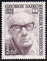 154 Austria 1992 Ecrivain Poete George Saiko Writer Poet MNH ** Neuf SC (AUT-299) - Writers