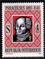 154 Austria 1991 Physicien Paracelse Paracelsus Physician MNH ** Neuf SC (AUT-287) - Fisica