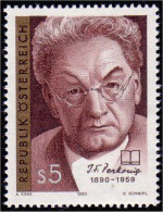 154 Austria 1990 Ecrivain Poete Joseph Friedrich Perkonig Poet MNH ** Neuf SC (AUT-258) - Writers