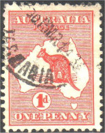 151 Australia Kangaroo 1d Carmine (AUS-2) - Used Stamps