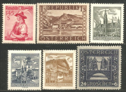 154 Austria 6 Timbres Différents MH * Neufs (AUT-627) - Ungebraucht