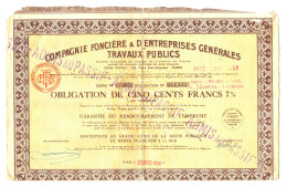 Action Compagnie Foncière & D'Entreprises Générales De Travaux Publics. 1929 - Industrial