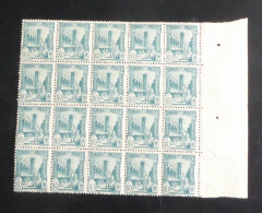 TUNISIE - 1926-28 - N°YT. 135 - Halfaouine 80c Vert-bleu - Bloc De 20 Bord De Feuille - Neuf Luxe** / MNH - Ongebruikt